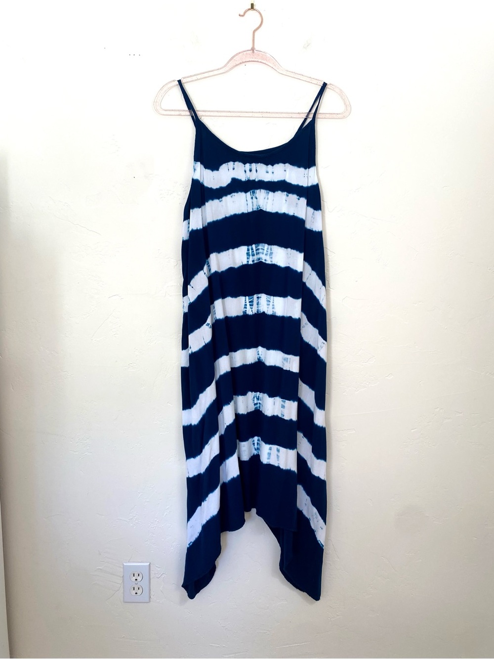 Dunes Relaxed Fashion M Women’s Navy White Tie-Dye Maxi Dress Resort Style